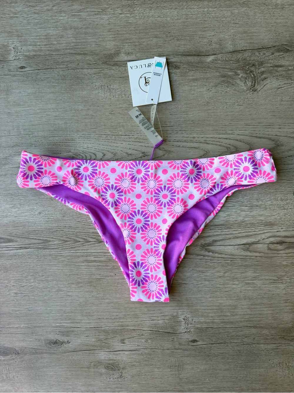 Cyn & Luca Violet Pink Purple Floral Bikini Bottom Size XL Medium Coverage NWT